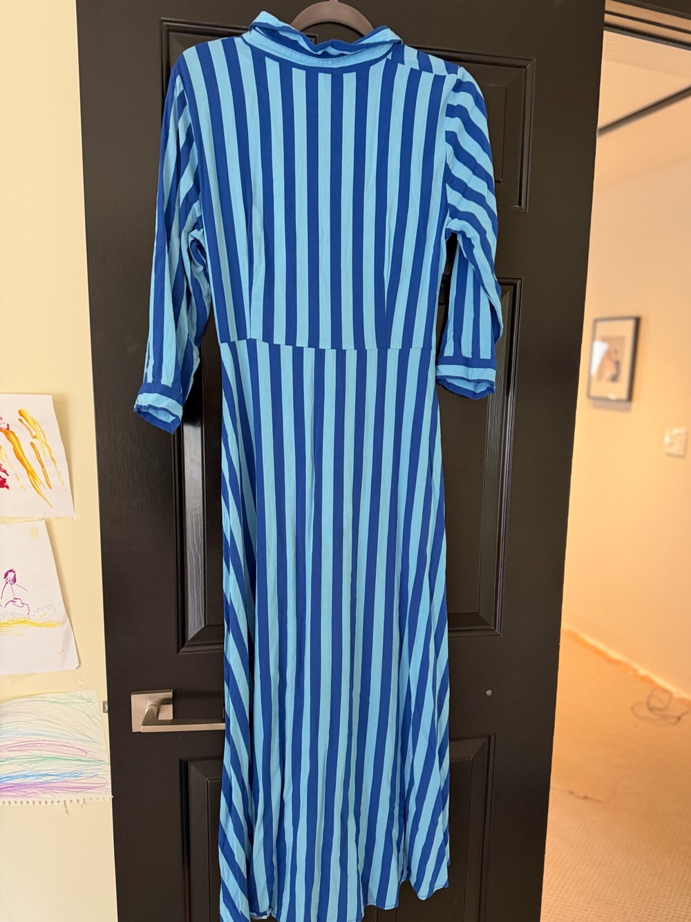YAS Blue Striped Maxi Shirt Dress - Picture 5 of 9